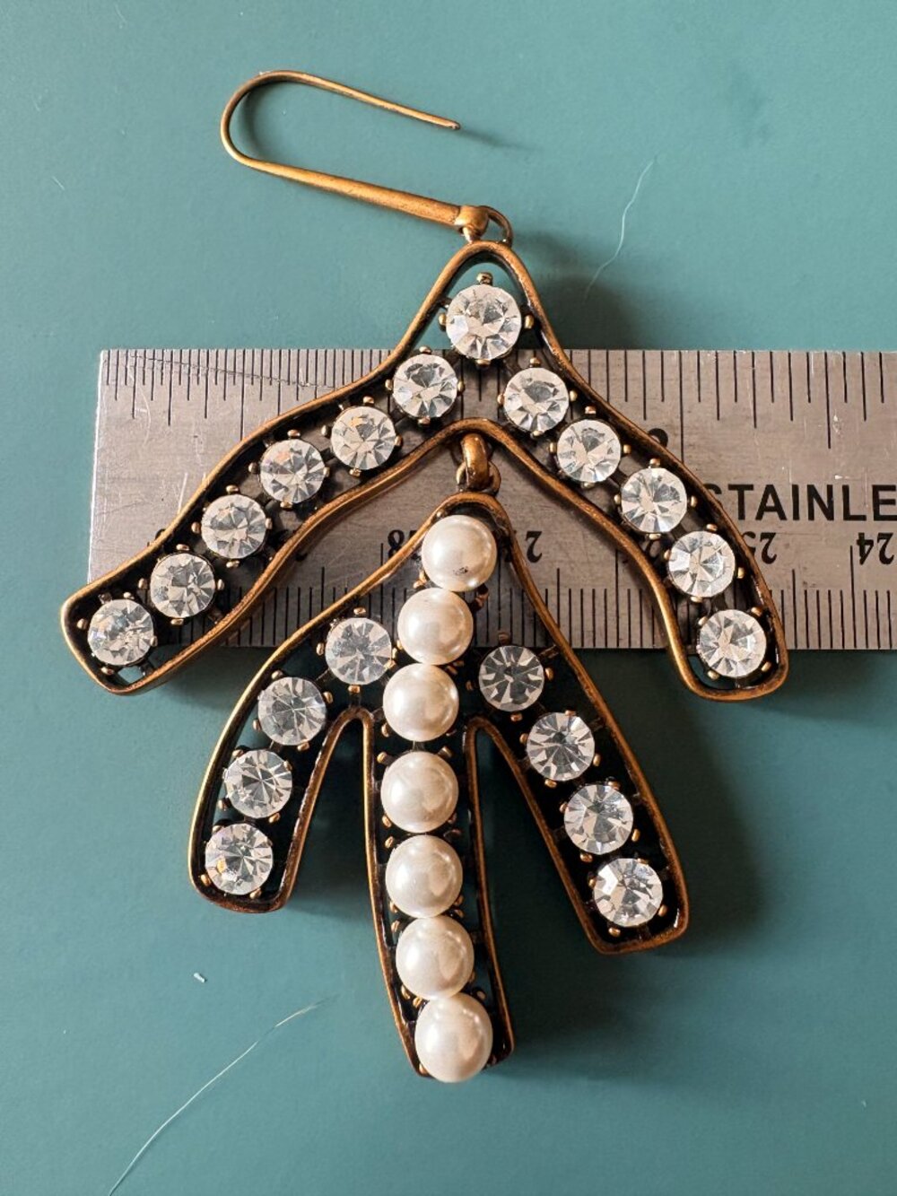 Celine Phoebe Philo Era Single Statement Earring Crystal Pearl Old Celine - Picture 7 of 7
